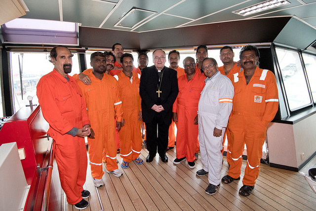 Bishop Stephen Robson visits the Malaviya Seven crew