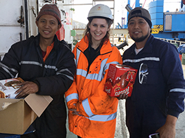 Ship fire crew supported