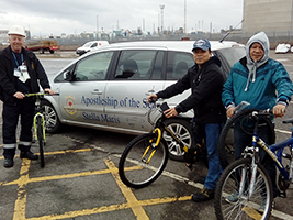 Seafarers get on their bikes