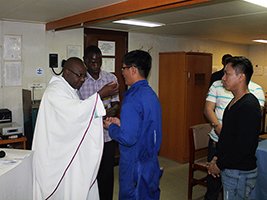 Mass on ship after seafarer dies