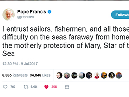 Pope Francis Sea Sunday tweet