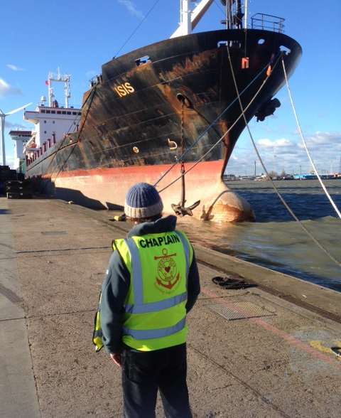 Apostleship of the Sea port chaplain visits the mv Isis which is detained at Tilbury 